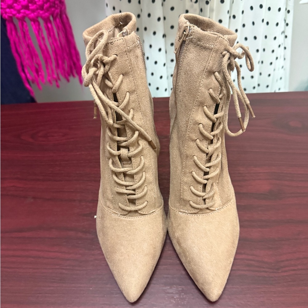 Call It Spring Beige Lace-Up Boots